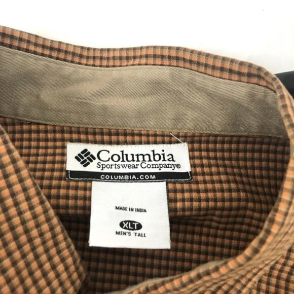 Columbia Men's XLT Tall Button-Down Shirt 100% Cotton Plaid Pattern Orange - Picture 8 of 8